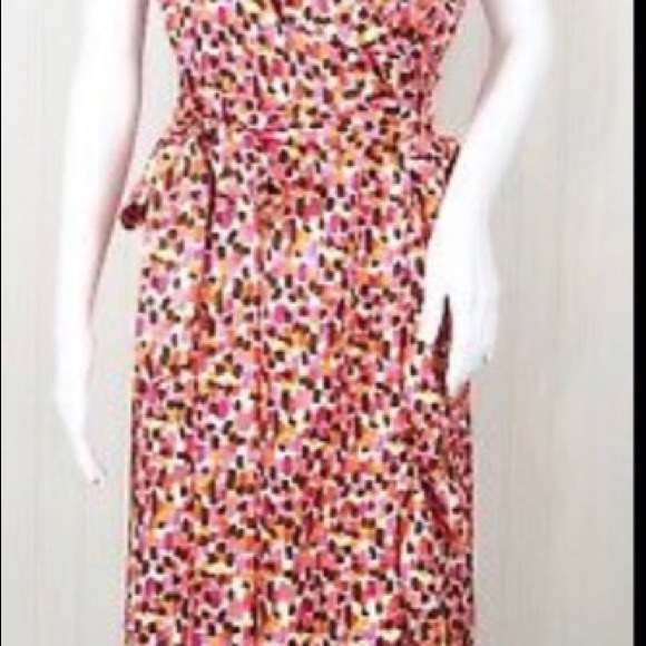 Kate Spade Aubrey pink confetti silk wrap dress - Picture 2 of 3
